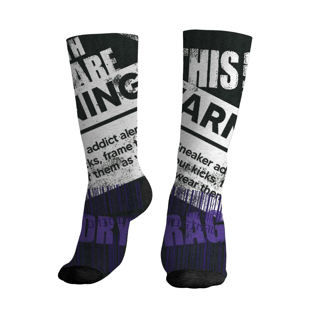 AM-CB-94-Black-Pure-Purple-NastyJamz-Socks-Match-Sneaker-Addict-All-Over-Print-Warning