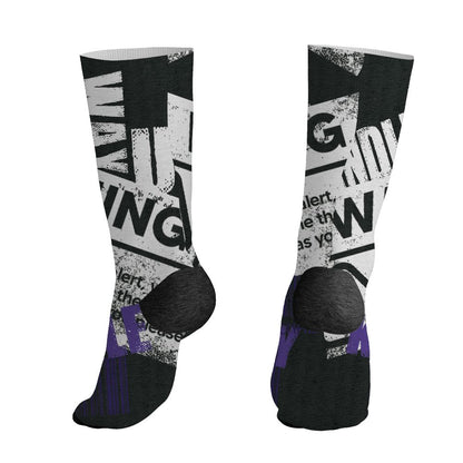AM-CB-94-Black-Pure-Purple-NastyJamz-Socks-Match-Sneaker-Addict-All-Over-Print-Warning