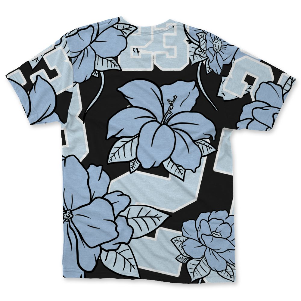 Air-Foamposite-Psychic-Blue-NastyJamz-T-Shirt-Match-23-Floral-All-Over-Print-Flower
