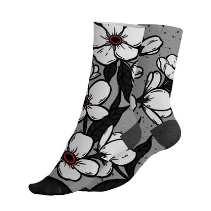 White Cement 4s NastyJamz Socks Match Forget Me Not All-Over Print Bloom