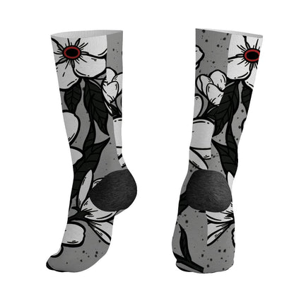 White Cement 4s NastyJamz Socks Match Forget Me Not All-Over Print Bloom