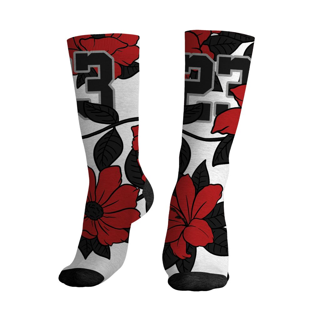 AM-Uptempo-Bulls-NastyJamz-Socks-Match-23-Floral-All-Over-Print-Flower