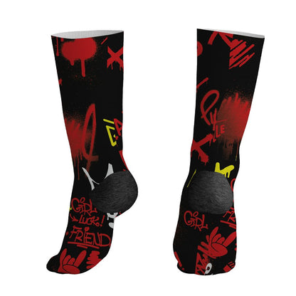 Ferrari-14s-NastyJamz-Socks-Match-Graffiti-King-All-Over-Print-Doodle-Style