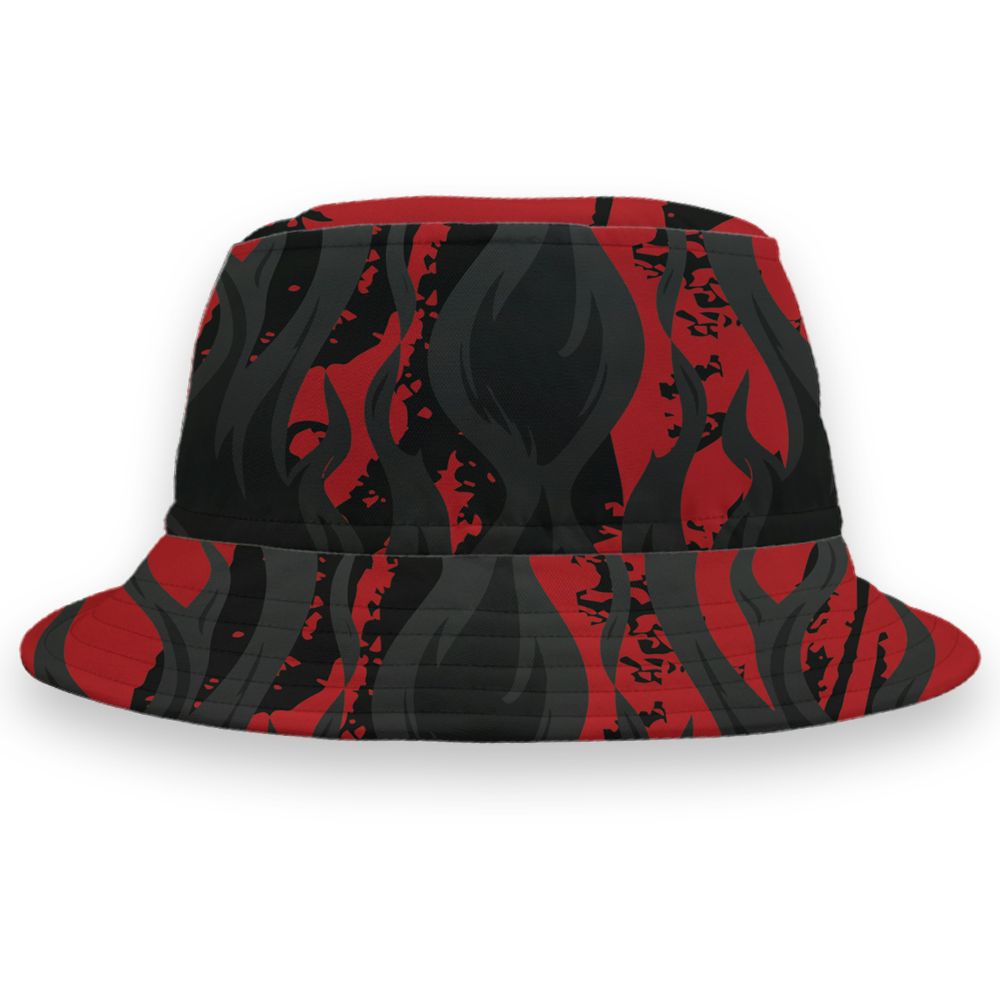Flu-Game-12s-NastyJamz-Bucket-Hat-Match-23-Burning-Fire-3D-All-Over-Print