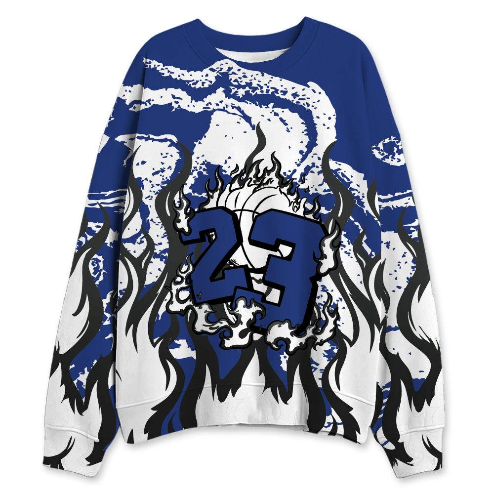 Rare-Air-Deep-Royal-Blue-1s-NastyJamz-Sweatshirt-Match-23-Burning-Fire-All-Over-Print