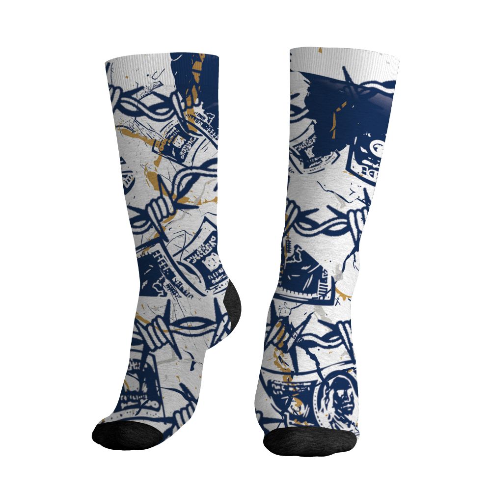 Navy-4s-NastyJamz-Socks-Match-Tough-People-Never-Fall-All-Over-Print