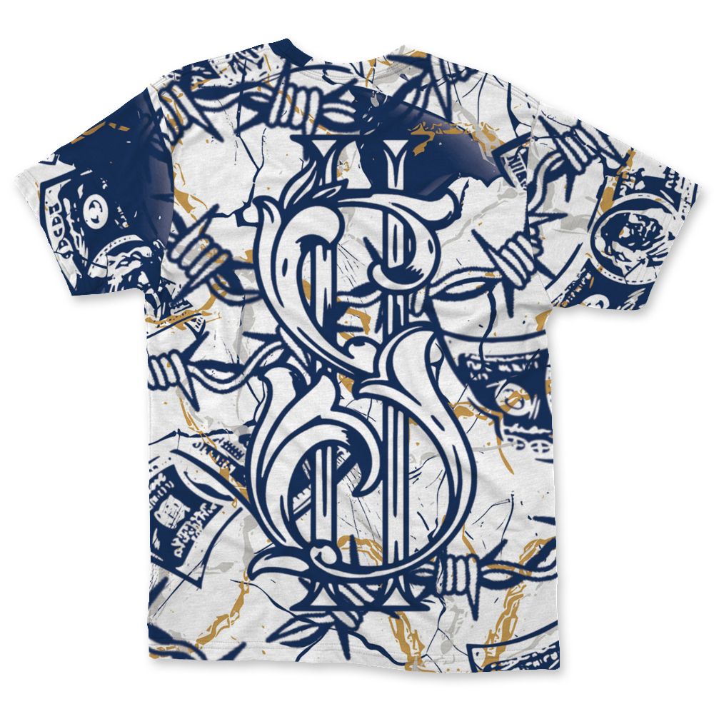 Navy-4s-NastyJamz-T-Shirt-Match-Tough-People-Never-Fall-All-Over-Print