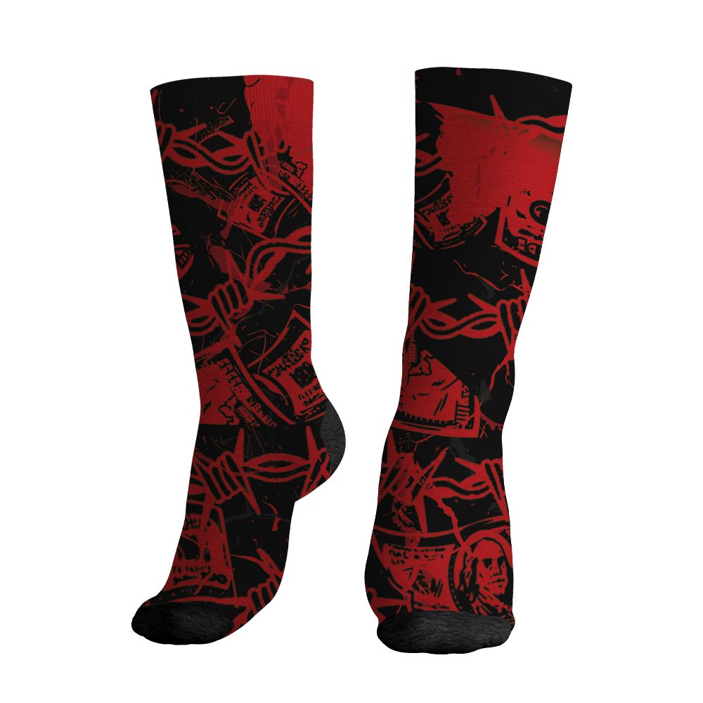Flu Game 12s NastyJamz Socks Match Tough People Never Fall All-Over Print