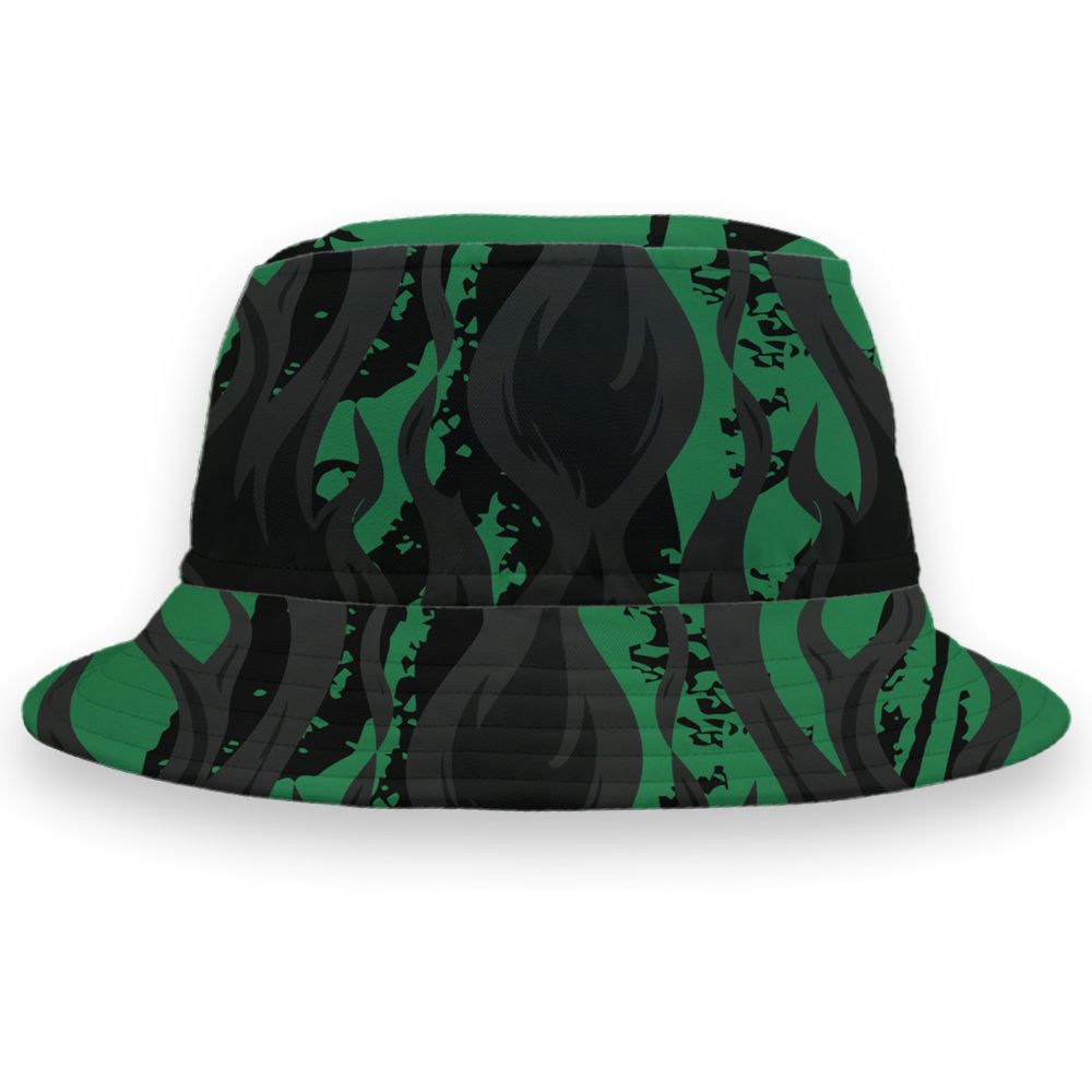 Spizike-Pine-Green-Black-Anthracite-NastyJamz-Bucket-Hat-Match-23-Burning-Fire-3D-All-Over-Print