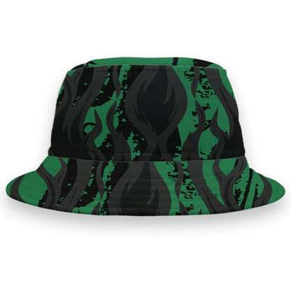 Spizike-Pine-Green-Black-Anthracite-NastyJamz-Bucket-Hat-Match-23-Burning-Fire-3D-All-Over-Print