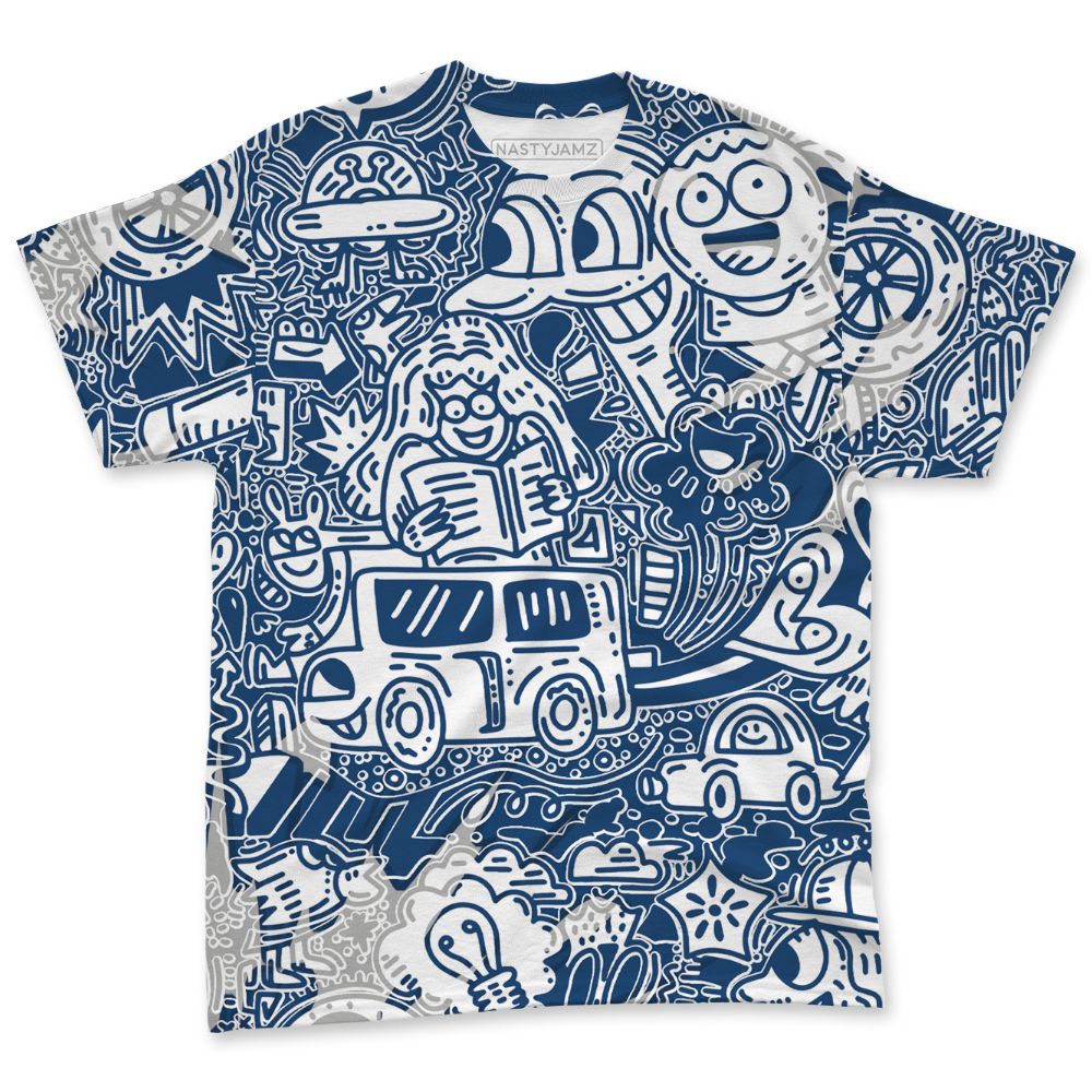 French-Blue-12s-NastyJamz-T-Shirt-Match-Back-To-School-Pattern-All-Over-Print