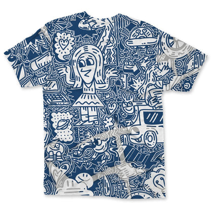 French-Blue-12s-NastyJamz-T-Shirt-Match-Back-To-School-Pattern-All-Over-Print