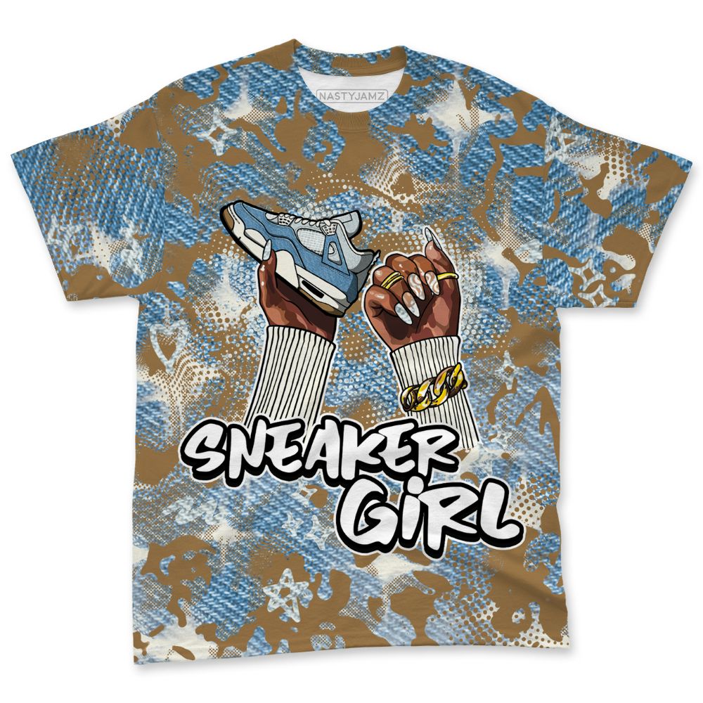 Denim-Worn-Blue-4s-NastyJamz-T-Shirt-Match-Sneaker-Girl-Nail-3D-All-Over-Print