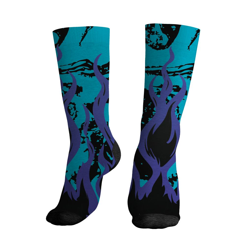 Aqua-8s-NastyJamz-Socks-Match-23-Burning-Fire-3D-All-Over-Print