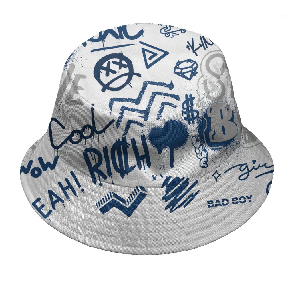 French-Blue-12s-NastyJamz-Bucket-Hat-Match-Graffiti-King-All-Over-Print-Doodle-Style