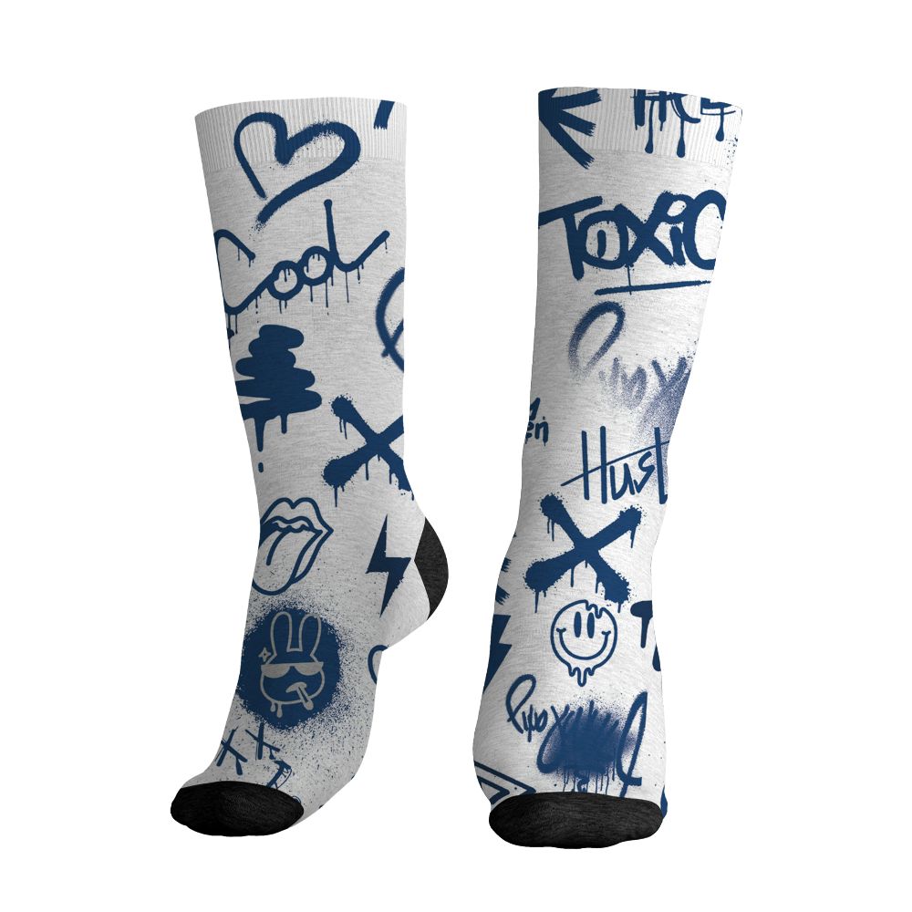 AJ 12 French Blue.NastyJamz Socks Match.Graffiti King 3D Doodle Style