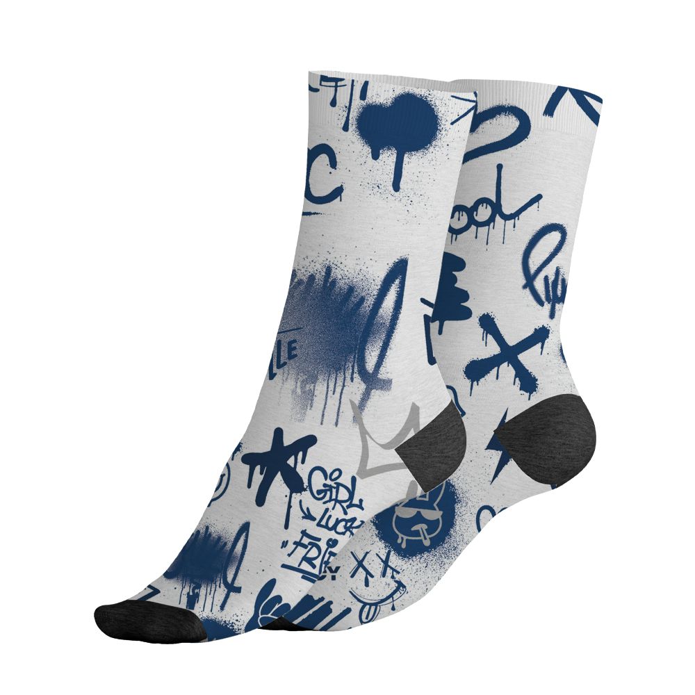 AJ 12 French Blue.NastyJamz Socks Match.Graffiti King 3D Doodle Style