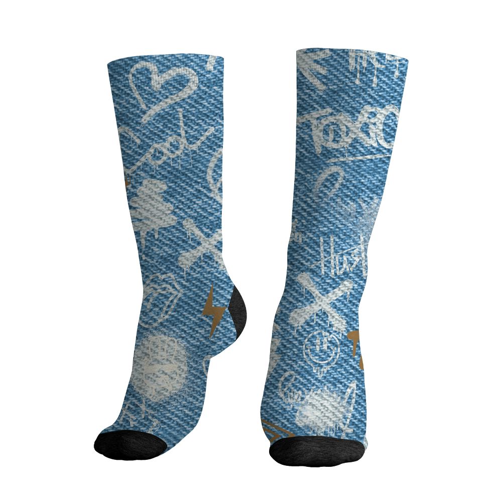 Denim-Worn-Blue-4s-NastyJamz-Socks-Match-Graffiti-King-3D-All-Over-Print-Doodle-Style