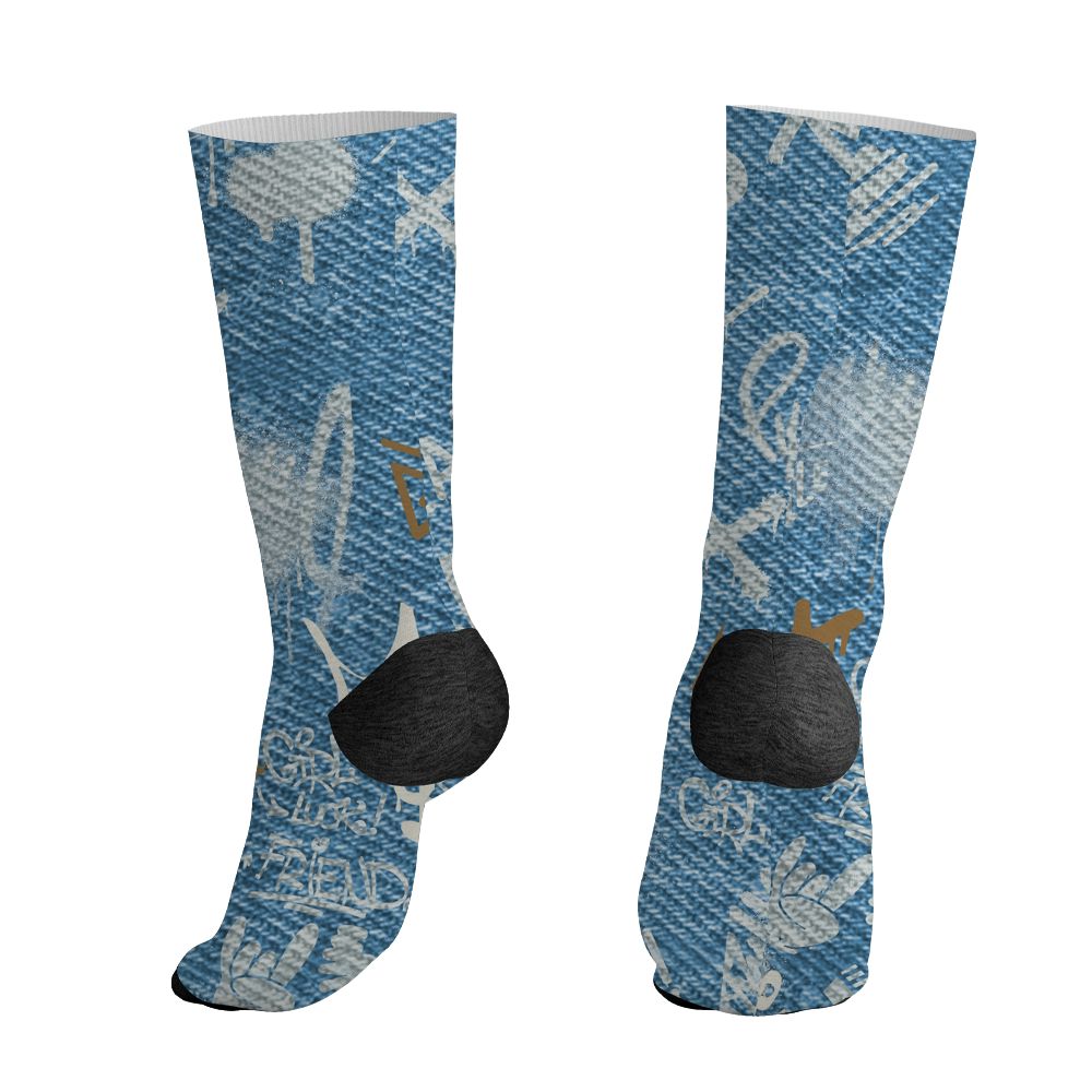 Denim-Worn-Blue-4s-NastyJamz-Socks-Match-Graffiti-King-3D-All-Over-Print-Doodle-Style