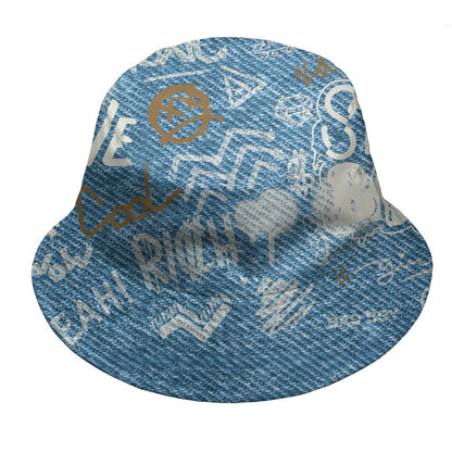 Denim-Worn-Blue-4s-NastyJamz-Bucket-Hat-Match-Graffiti-King-All-Over-Print-Doodle-Style
