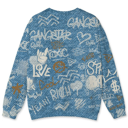 Denim-Worn-Blue-4s-NastyJamz-Sweatshirt-Match-Graffiti-King-3D-All-Over-Print-Doodle-Style
