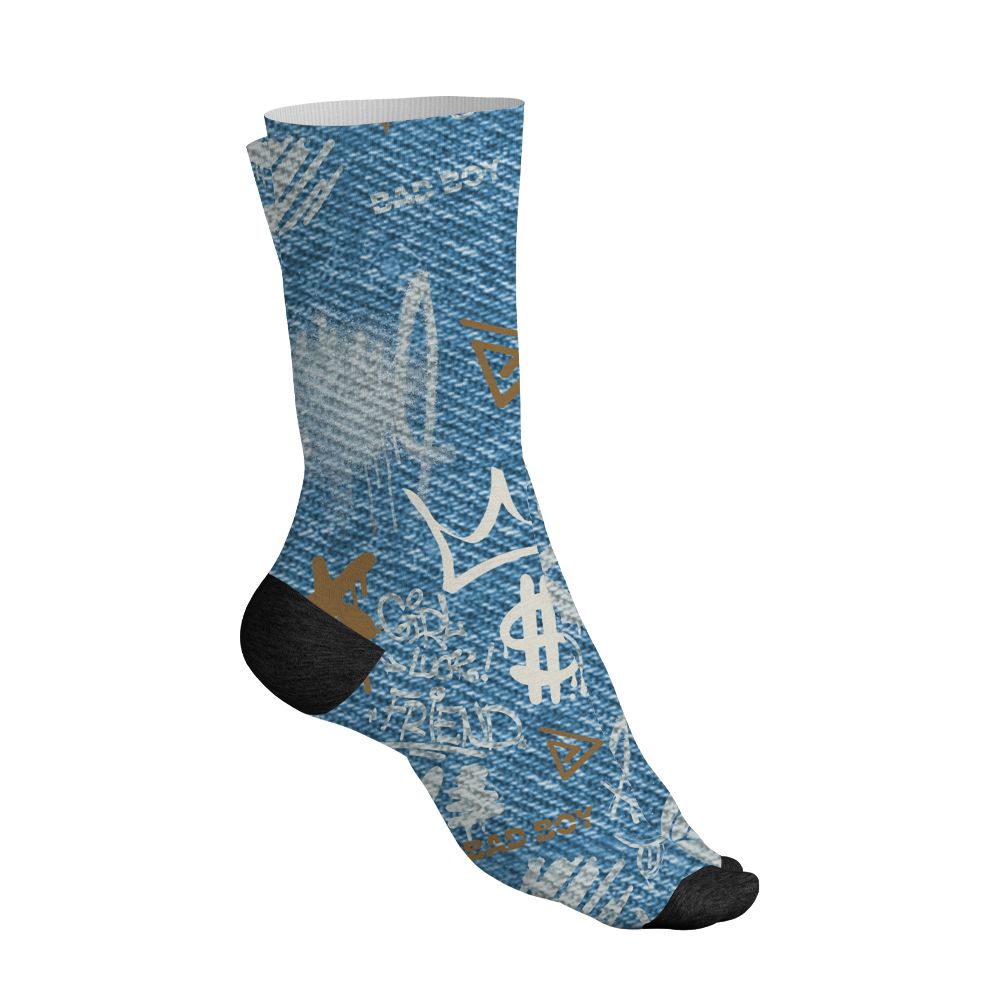Denim-Worn-Blue-4s-NastyJamz-Socks-Match-Graffiti-King-3D-All-Over-Print-Doodle-Style