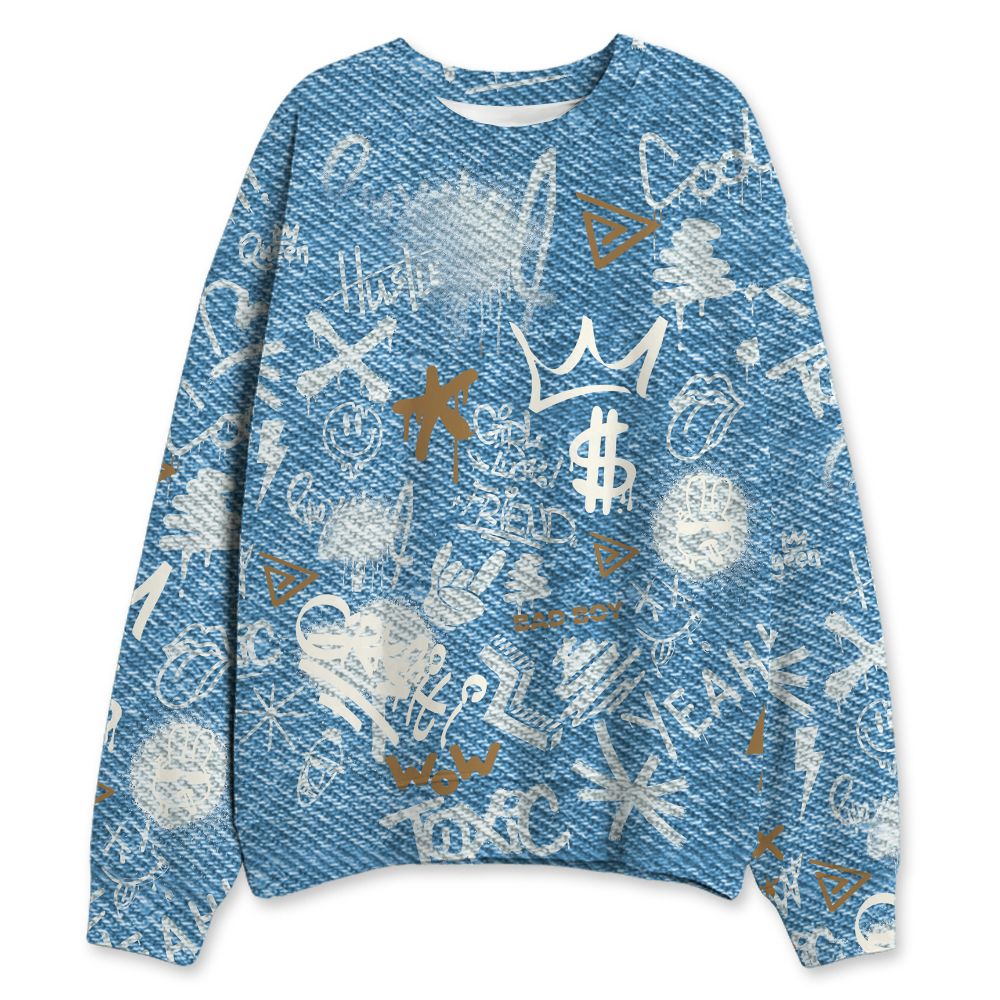 Denim-Worn-Blue-4s-NastyJamz-Sweatshirt-Match-Graffiti-King-3D-All-Over-Print-Doodle-Style