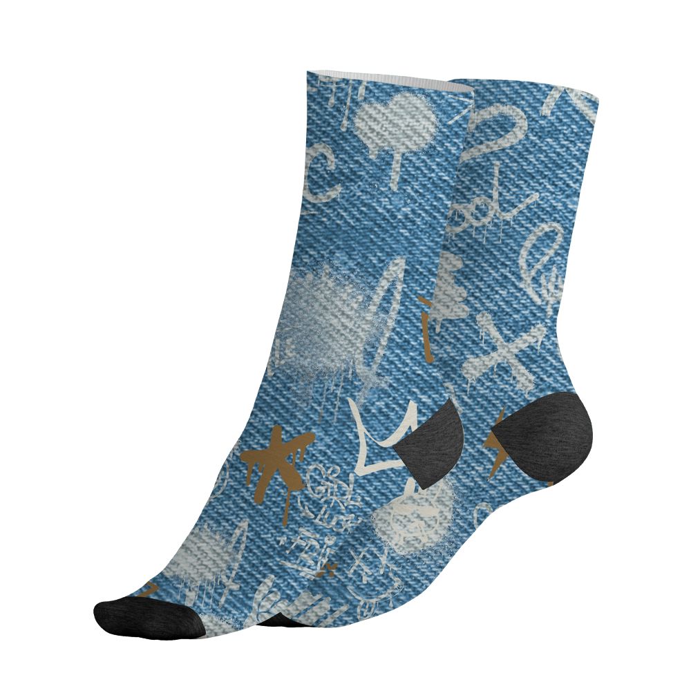 Denim-Worn-Blue-4s-NastyJamz-Socks-Match-Graffiti-King-3D-All-Over-Print-Doodle-Style