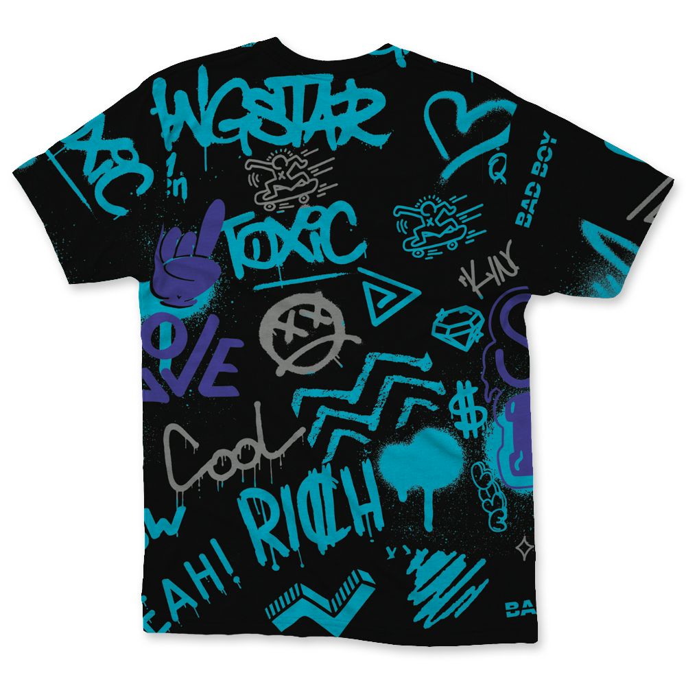 Aqua-8s-NastyJamz-T-Shirt-Match-Graffiti-King-3D-All-Over-Print-Doodle-Style
