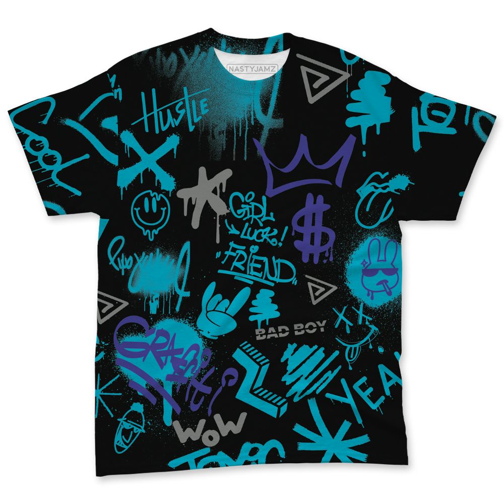 Aqua-8s-NastyJamz-T-Shirt-Match-Graffiti-King-3D-All-Over-Print-Doodle-Style