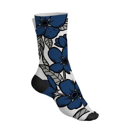 French Blue 12s NastyJamz Socks Match Forget Me Not All-Over Print Bloom