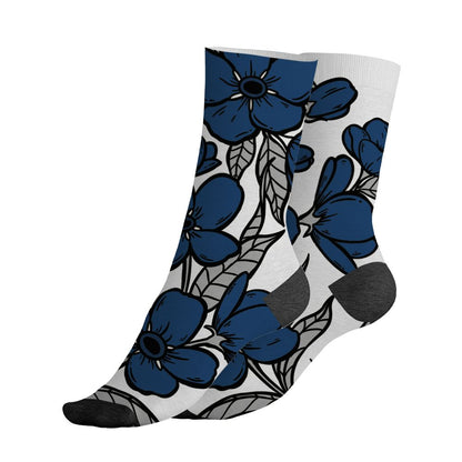 French Blue 12s NastyJamz Socks Match Forget Me Not All-Over Print Bloom