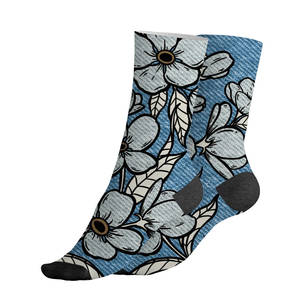 Denim Worn Blue 4s NastyJamz Socks Match Forget Me Not All-Over Print Bloom