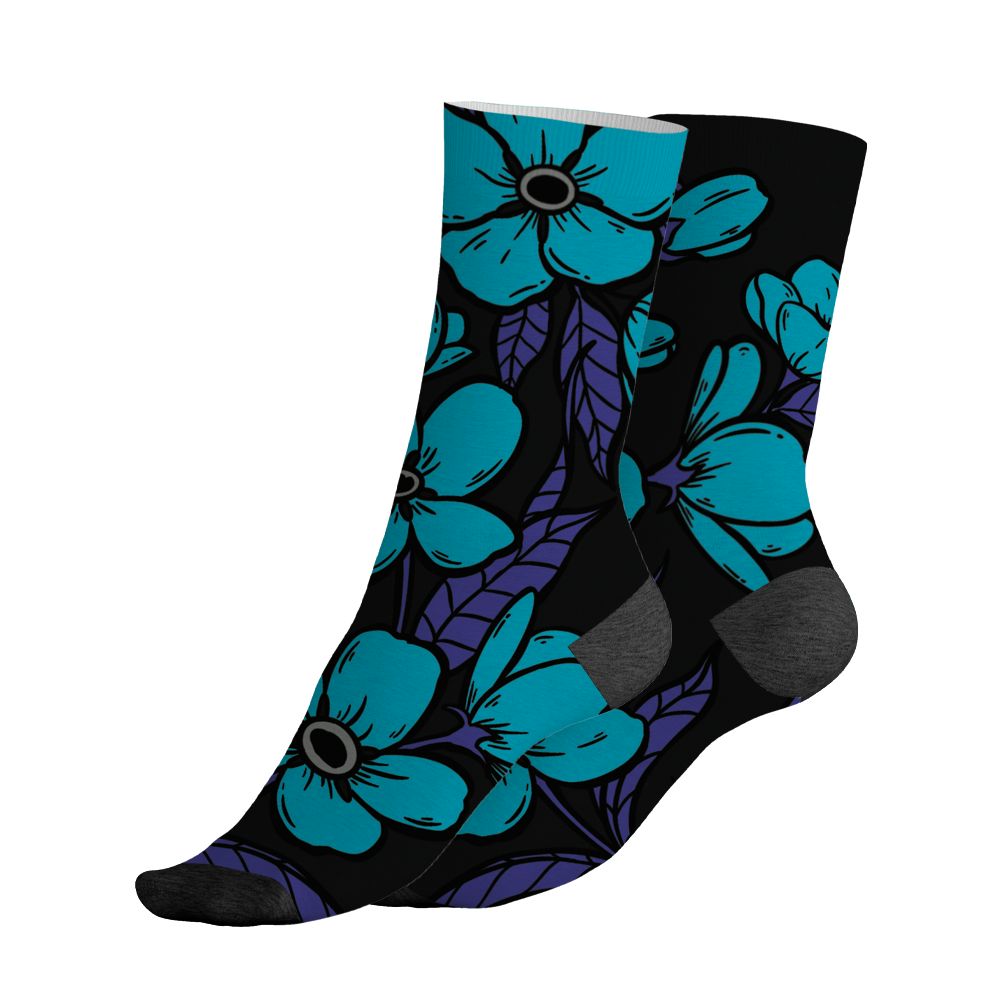 Aqua 8s NastyJamz Socks Match Forget Me Not All-Over Print Bloom