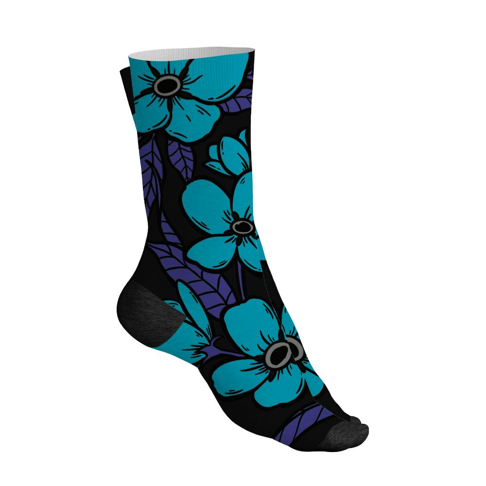 Aqua 8s NastyJamz Socks Match Forget Me Not All-Over Print Bloom