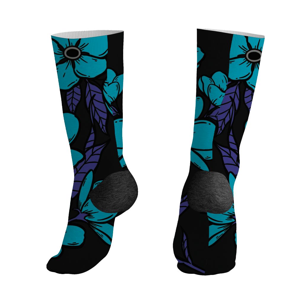 Aqua 8s NastyJamz Socks Match Forget Me Not All-Over Print Bloom