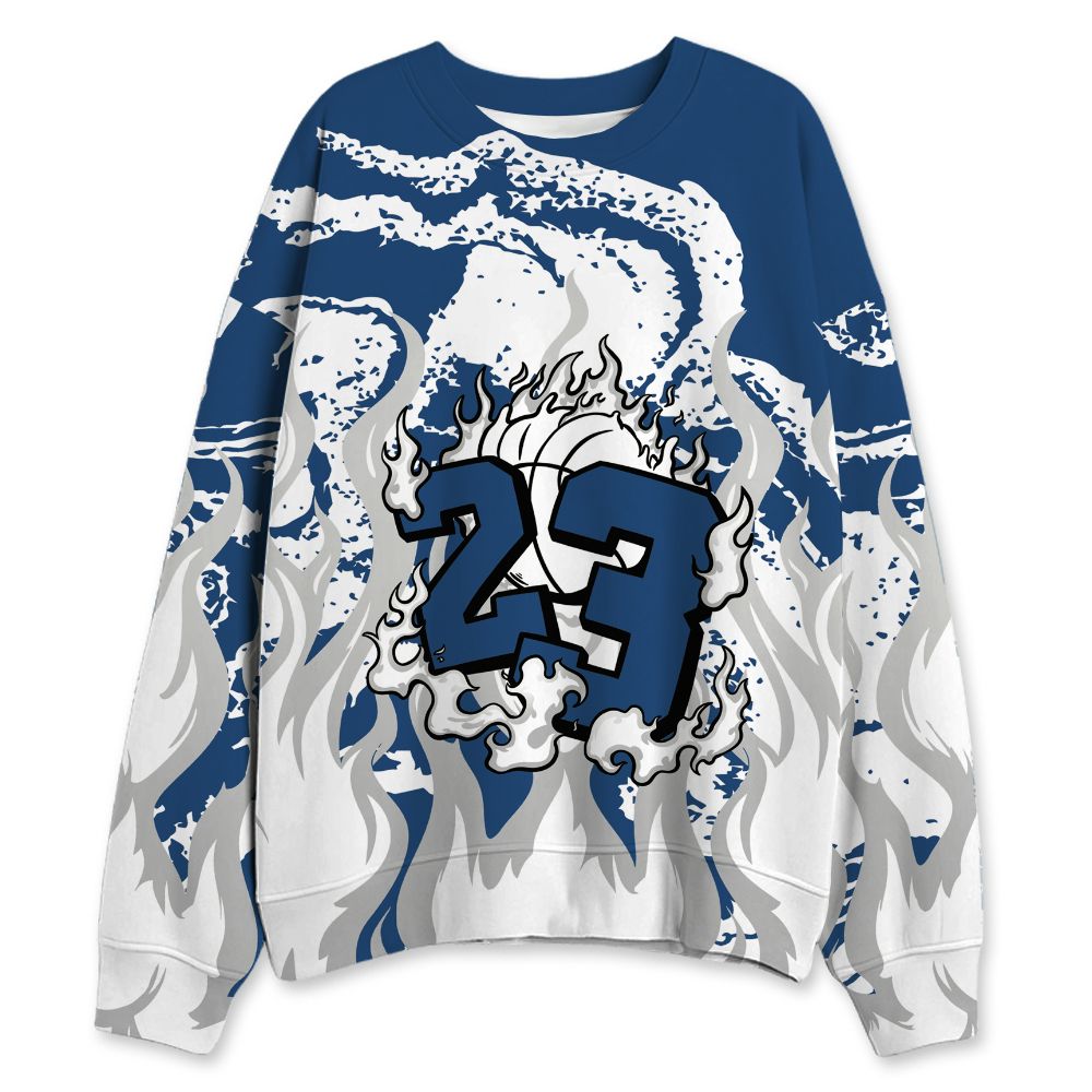 French-Blue-12s-NastyJamz-Sweatshirt-Match-23-Burning-Fire-All-Over-Print