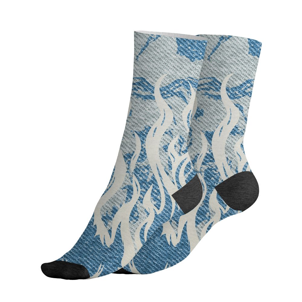 Denim-Worn-Blue-4s-NastyJamz-Socks-Match-23-Burning-Fire-3D-All-Over-Print