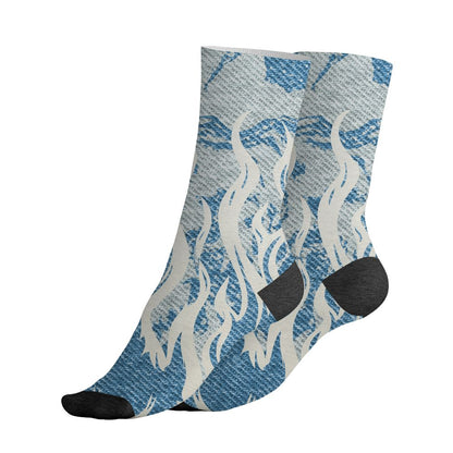 Denim-Worn-Blue-4s-NastyJamz-Socks-Match-23-Burning-Fire-3D-All-Over-Print