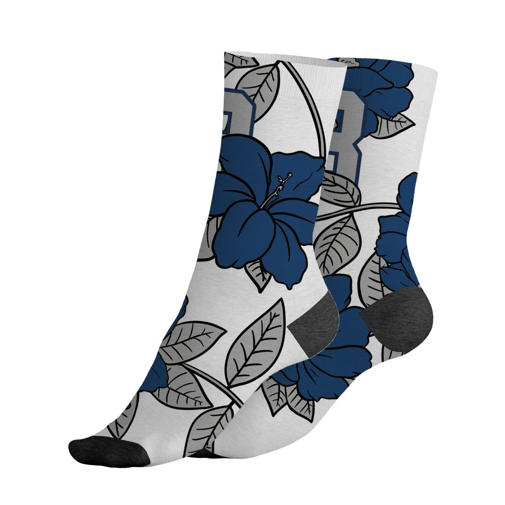 AJ 12 French Blue.NastyJamz Socks Match.23 Floral 3D Flower