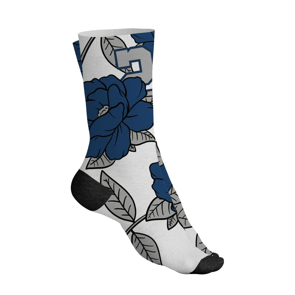 AJ 12 French Blue.NastyJamz Socks Match.23 Floral 3D Flower