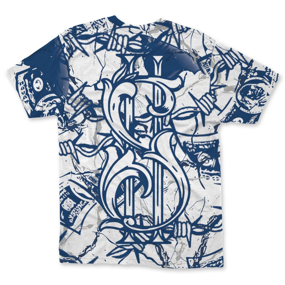 French-Blue-12s-NastyJamz-T-Shirt-Match-Tough-People-Never-Fall-All-Over-Print