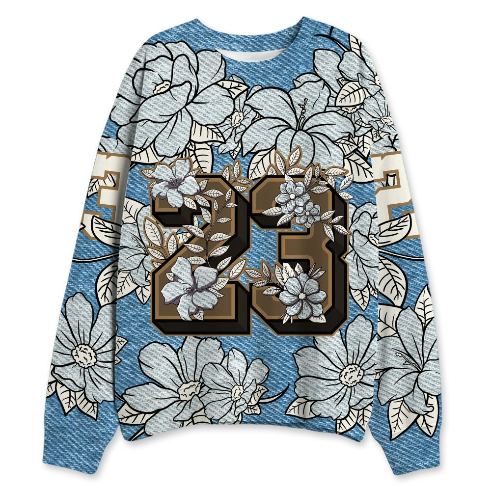 Denim-Worn-Blue-4s-NastyJamz-Sweatshirt-Match-23-Floral-3D-All-Over-Print-Flower