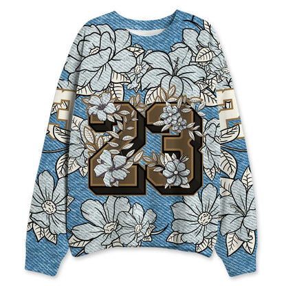 Denim-Worn-Blue-4s-NastyJamz-Sweatshirt-Match-23-Floral-3D-All-Over-Print-Flower