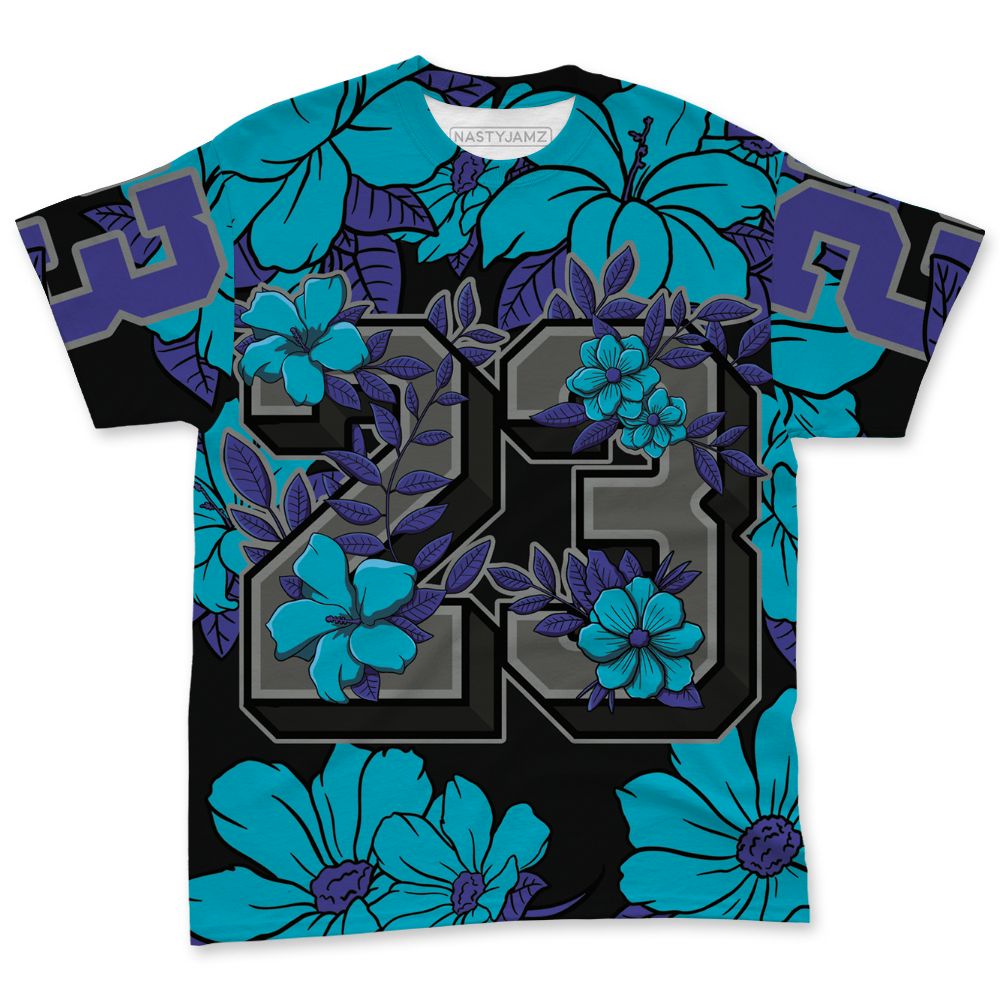 Aqua-8s-NastyJamz-T-Shirt-Match-23-Floral-3D-All-Over-Print-Flower
