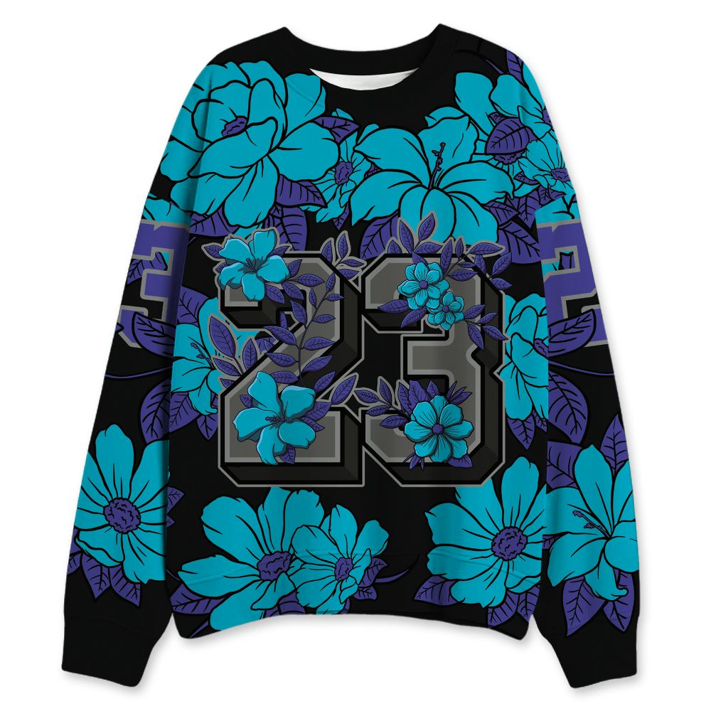Aqua-8s-NastyJamz-Sweatshirt-Match-23-Floral-3D-All-Over-Print-Flower
