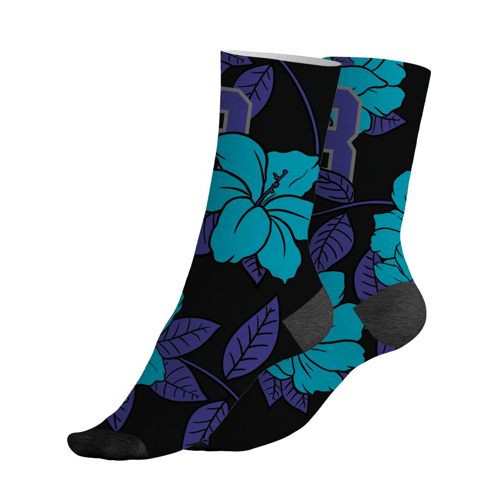 Aqua-8s-NastyJamz-Socks-Match-23-Floral-3D-All-Over-Print-Flower