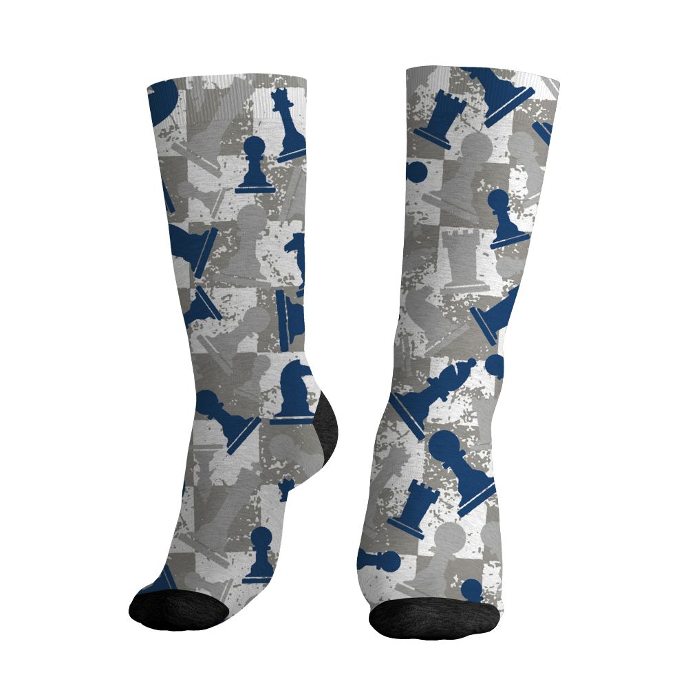 AJ 12 French Blue.NastyJamz Socks Match.Pattern Chess 3D