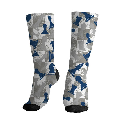 AJ 12 French Blue.NastyJamz Socks Match.Pattern Chess 3D