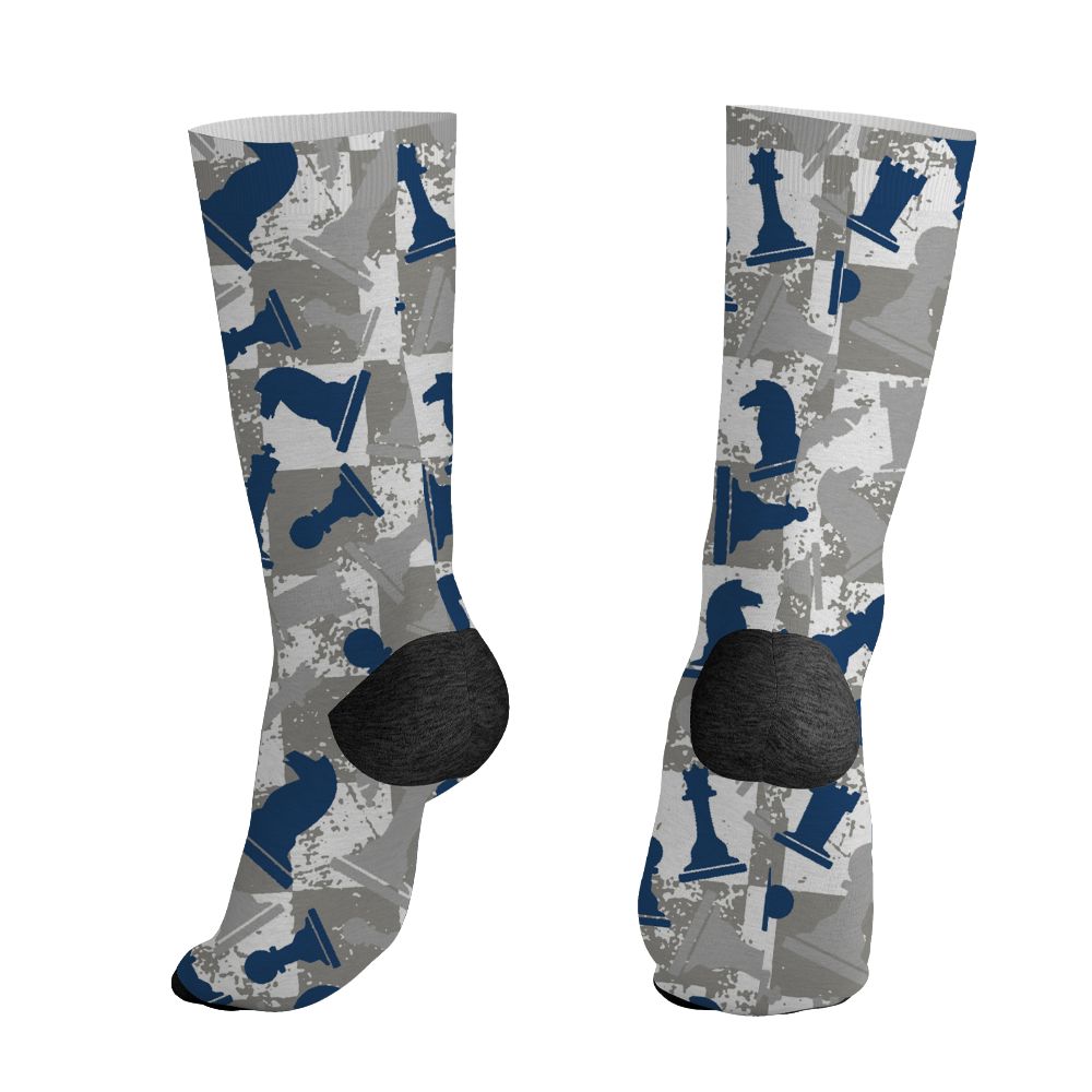 AJ 12 French Blue.NastyJamz Socks Match.Pattern Chess 3D